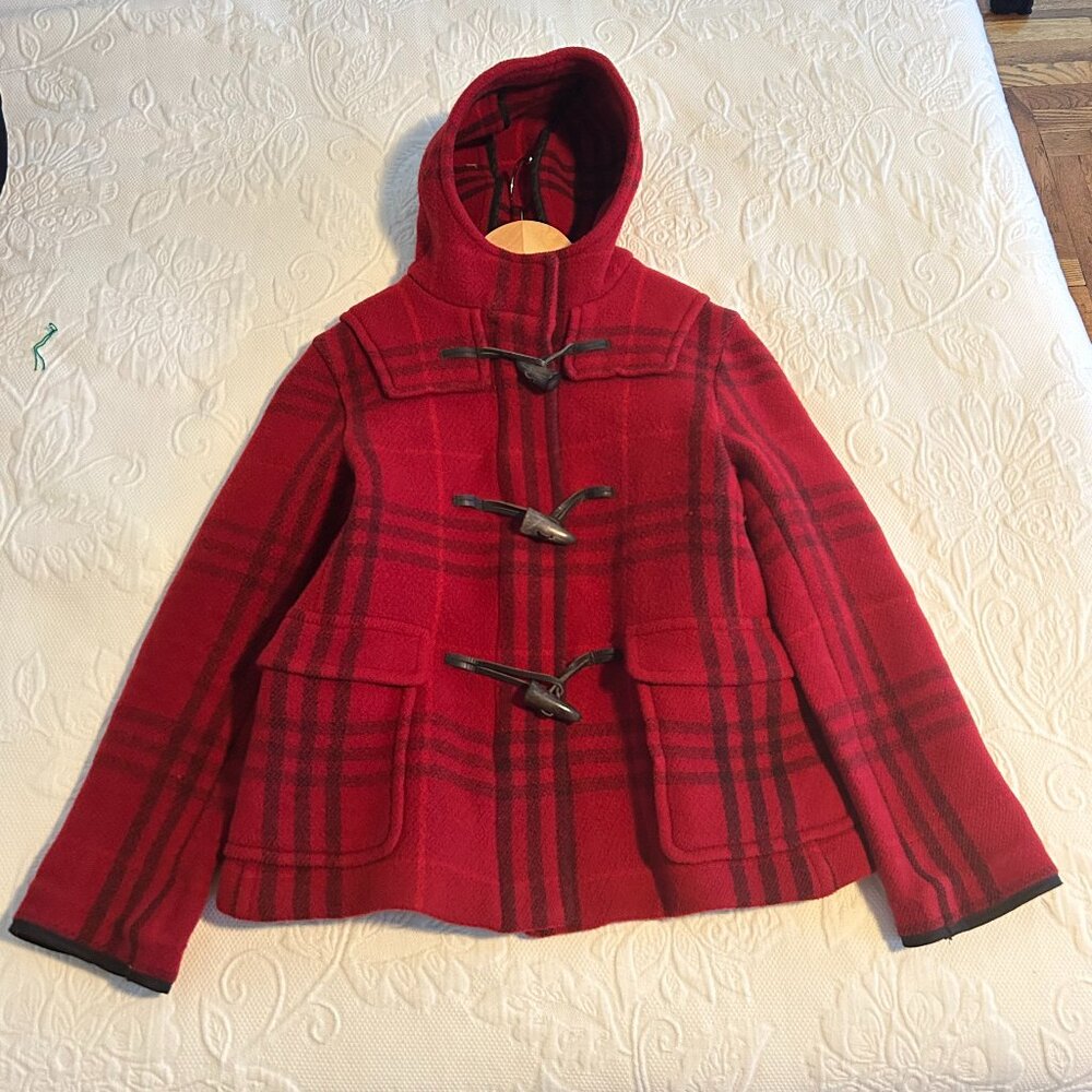 Burberry London Red Plaid Wool Jacket (Size XS)